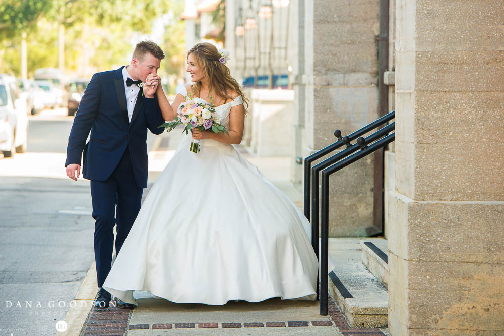 bride and groom first look before St Augustine wedding at Casa Monica Hotel