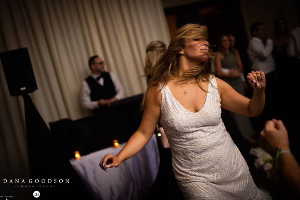 bride dancing at St Augustine wedding in Casa Monica hotel wedding reception 