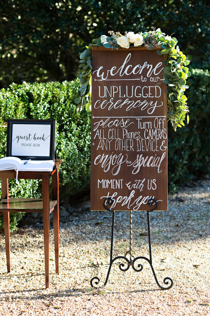 Wedding sign at Pebble Hill Plantation